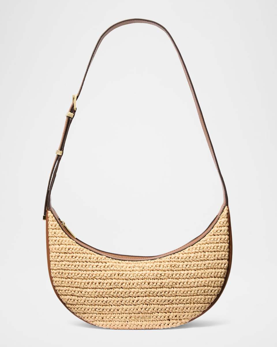 Avra Medium Raffia-Textured Crossbody Bag